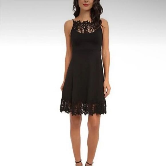 FREE PEOPLE | Forget Me Not Black Fit & Flare Mini Dress Women’s Size Medium - Picture 1 of 8